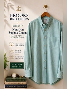 Brooks Brothers Regent Non-Iron Supima Cotton Button-Down Dress Shirt 18-35